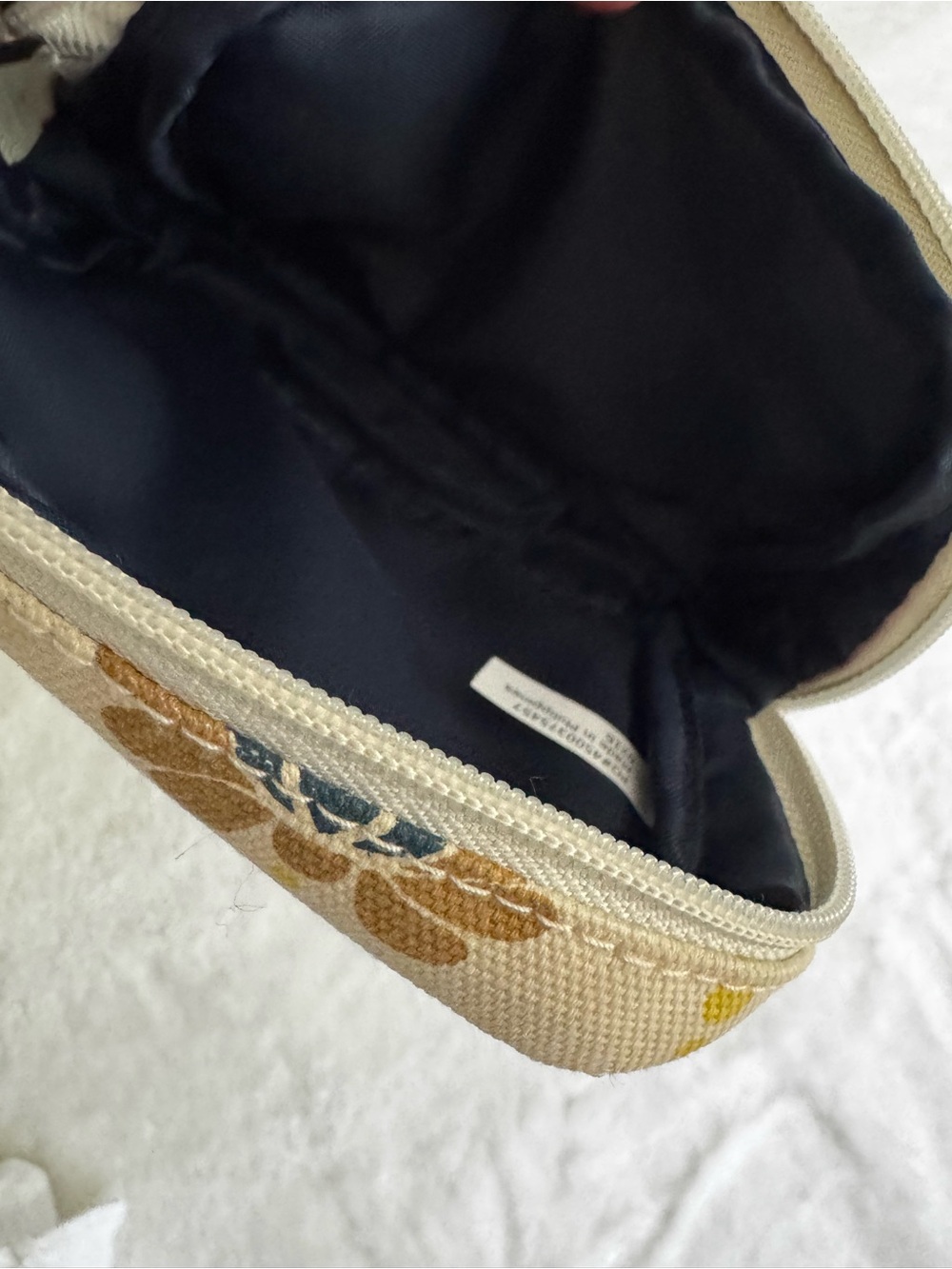 Primrose Hill London 4x6 Cream Brown Blue Floral Zip Makeup Jewelry Toiletry Bag - Picture 8 of 9